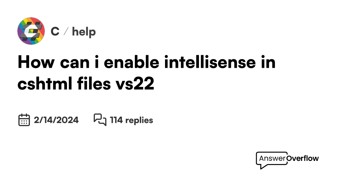 How can i enable intellisense in cshtml files vs 22 c 