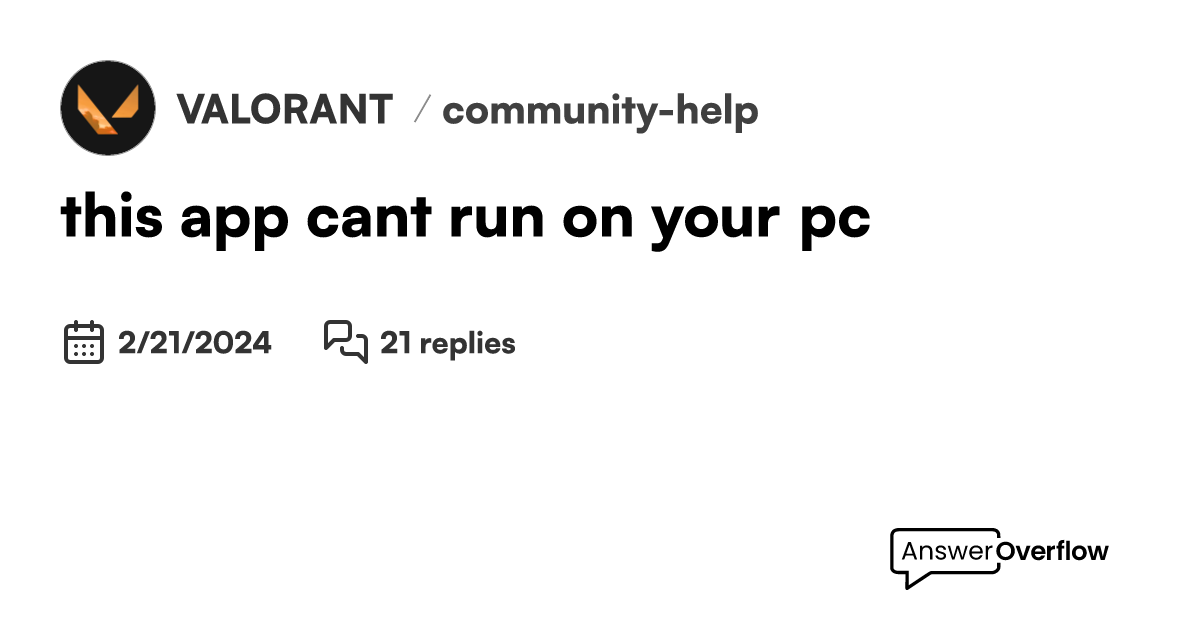 This app cant run on your pc valorant