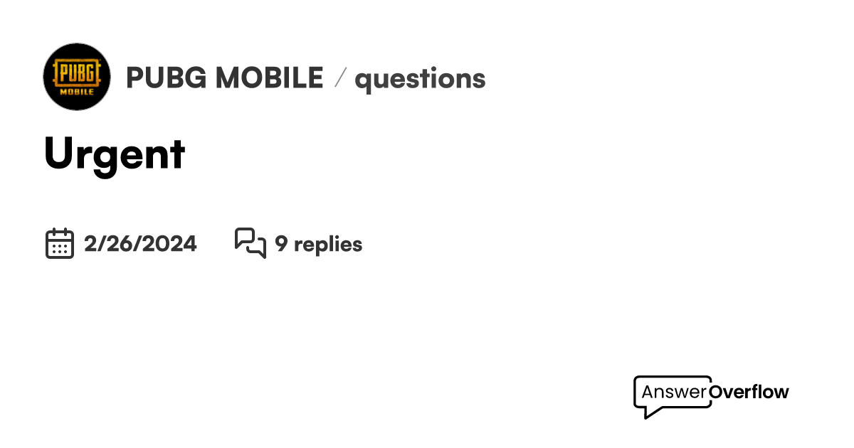 Urgent pubg mobile
