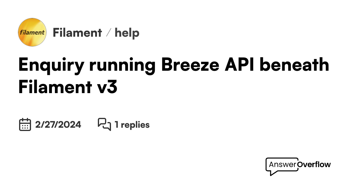 Enquiry: running Breeze API beneath Filament v3 - Filament