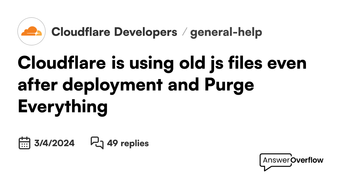 Cloudflare is using old js files even after deployment and 'Purge
