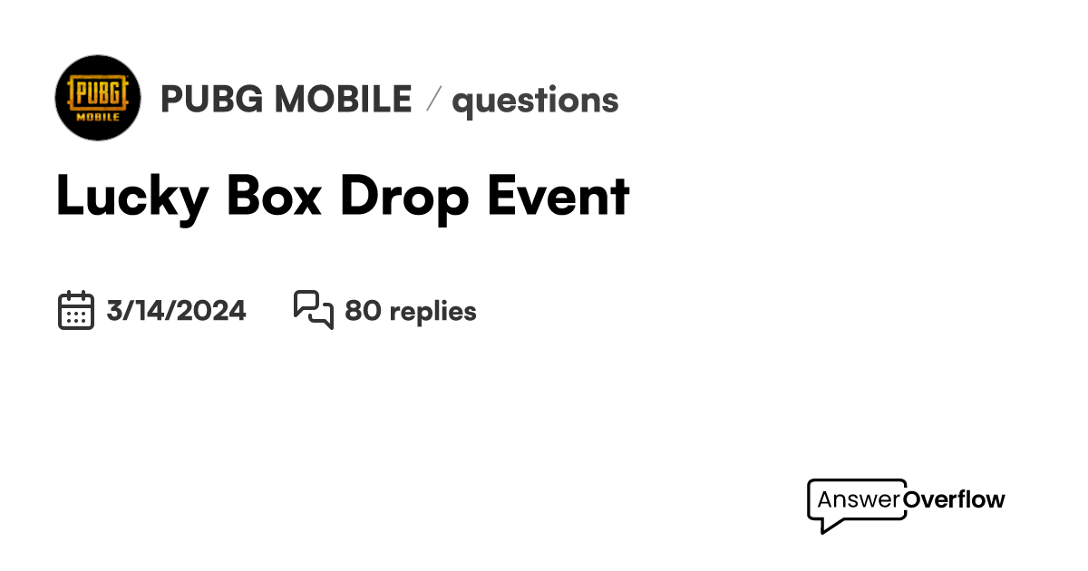 Lucky Box Drop Event PUBG MOBILE