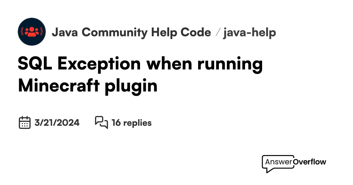 Sql exception when running minecraft plugin java community help