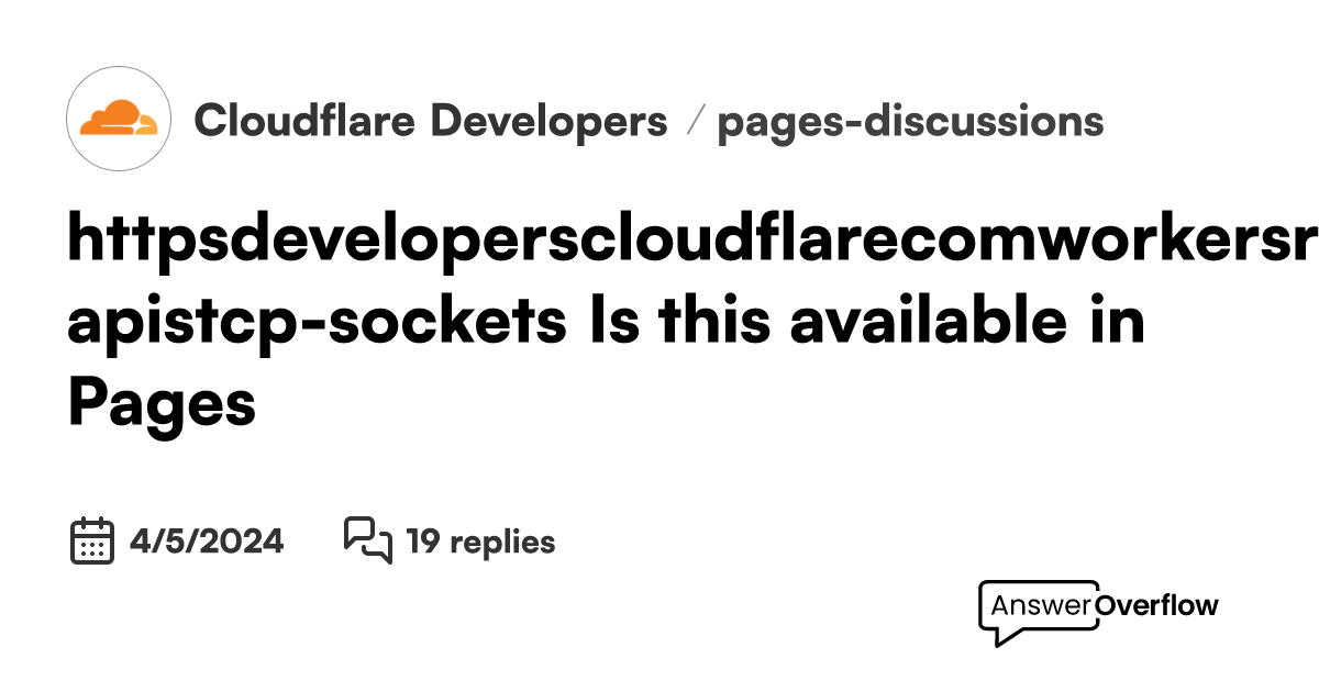 https://developers.cloudflare.com/workers/runtime-apis/tcp-sockets/ Is ...