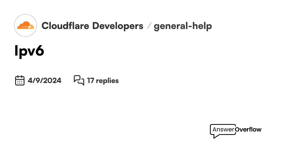Ipv6 cloudflare developers
