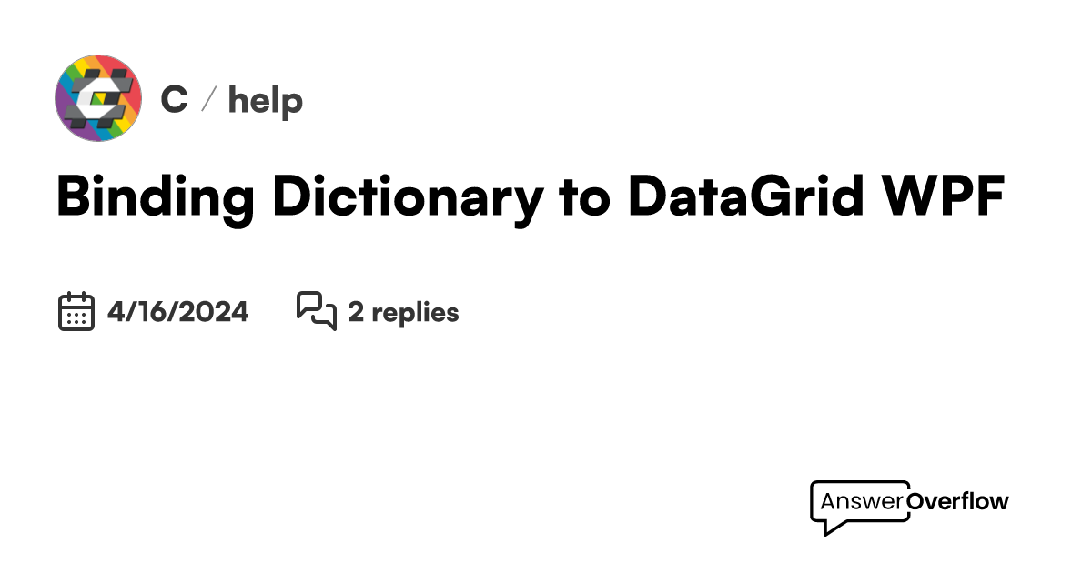 Binding dictionary to datagrid wpf c 