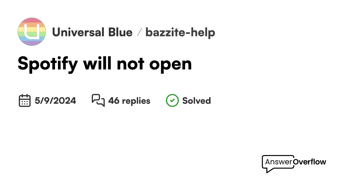 Spotify will not open universal blue