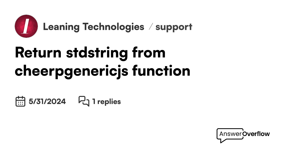 Return std string from cheerp genericjs function leaning technologies