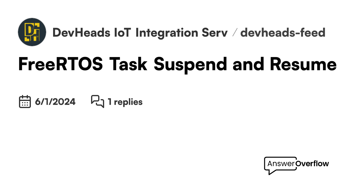 FreeRTOS : Task Suspend and Resume - DevHeads IoT Integration Server
