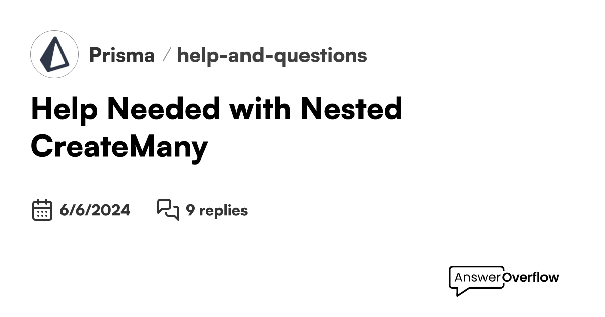 Help needed with nested createmany prisma