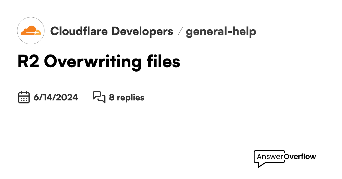 (R2) Overwriting files - Cloudflare Developers