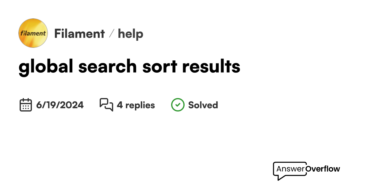 Global search sort results filament