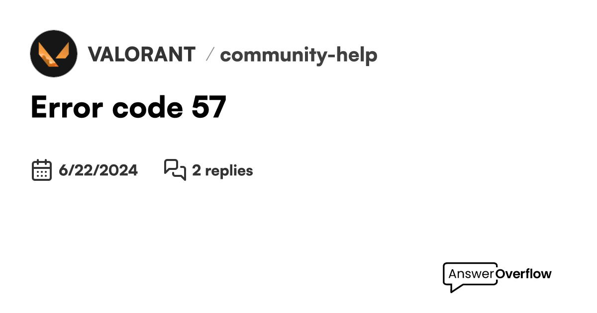 Error code 57 - VALORANT