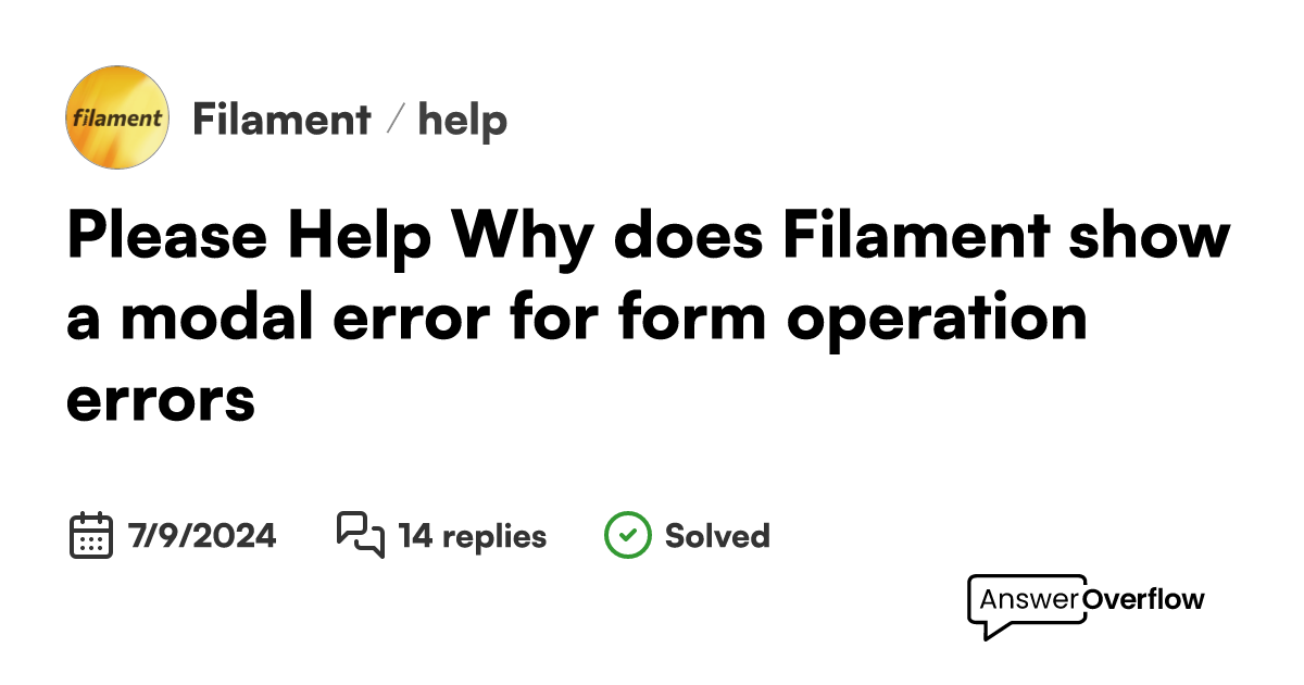 Please Help! Why does Filament show a modal error for form operation ...