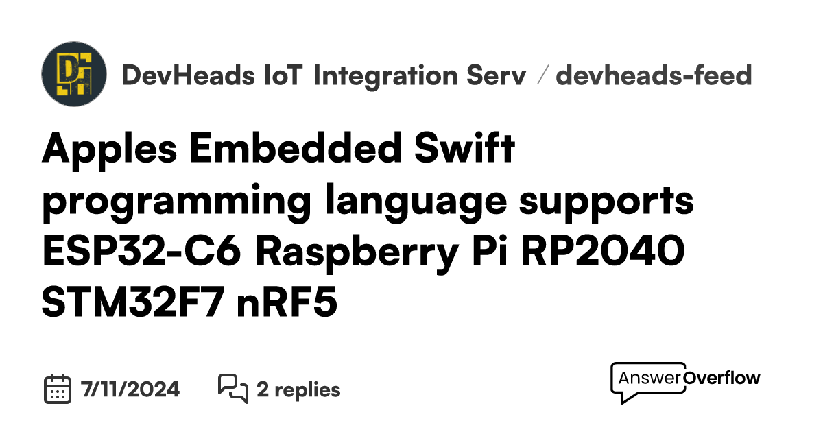 Apple’s Embedded Swift programming language supports ESP32-C6 ...