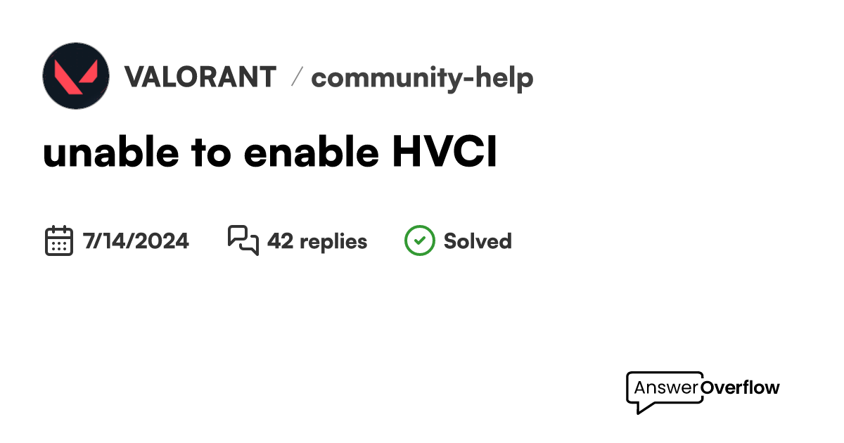 Unable to enable hvci valorant