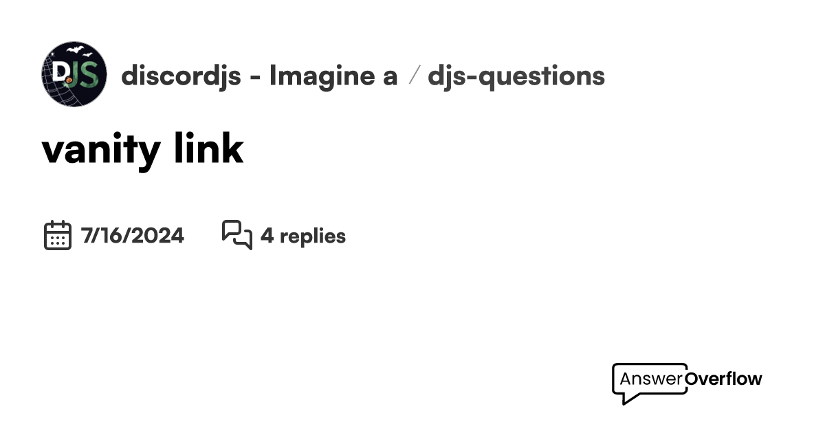 vanity link discord.js Imagine an app