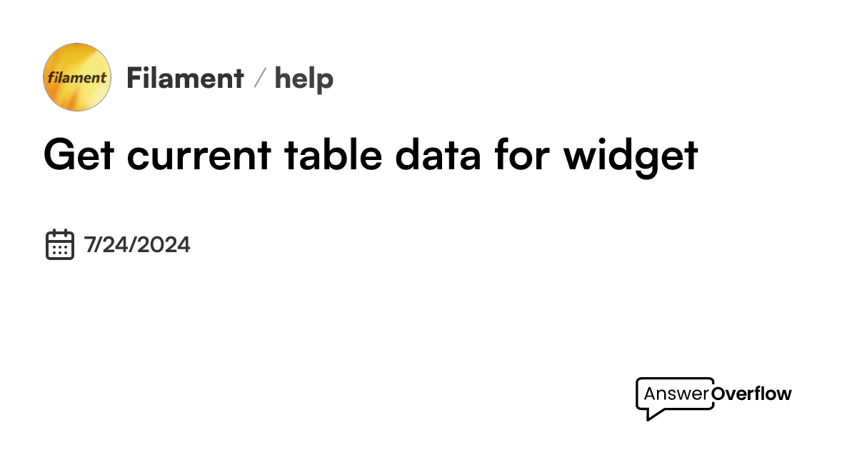 Get current table data for widget - Filament