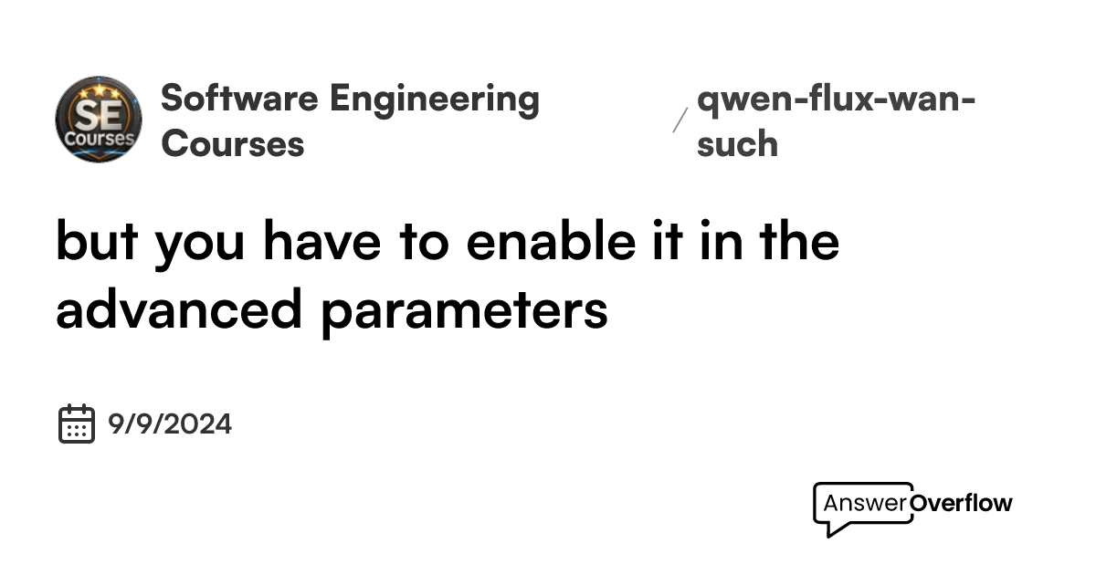 but you have to enable it in the advanced parameters - Software ...