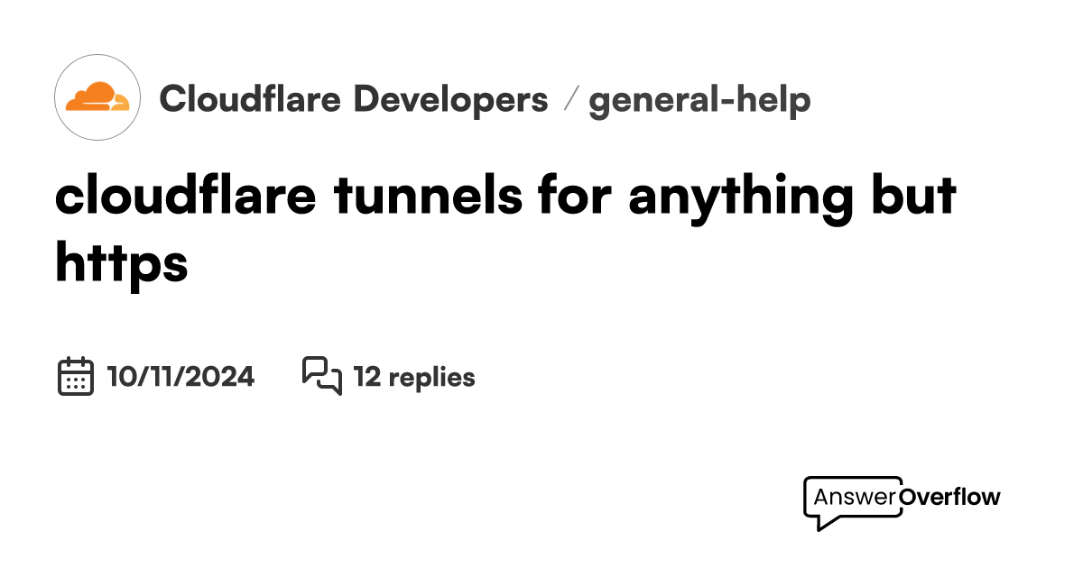 cloudflare tunnels for anything but http(s) Cloudflare Developers