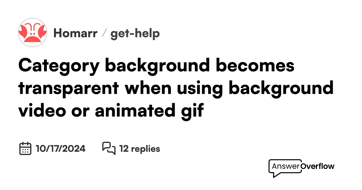 Category background transparent when using background video or