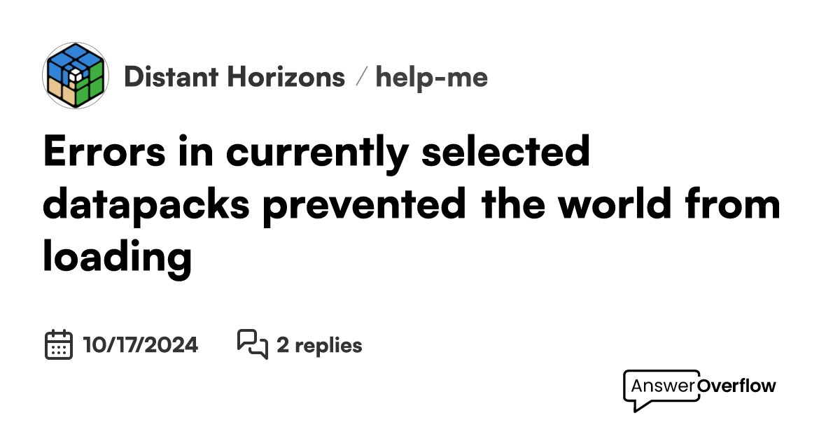 Errors in currently selected datapacks prevented the world from loading
