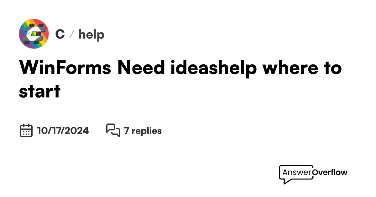 [WinForms] Need ideas/help where to start.. C