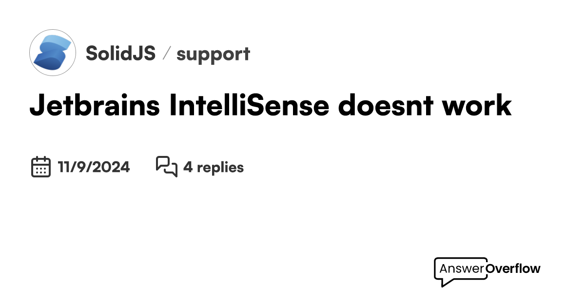 Jetbrains IntelliSense doesn't work - SolidJS