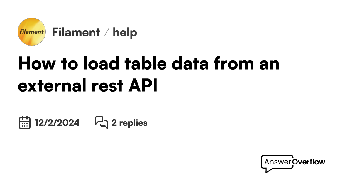 How to load table data from an external rest API? - Filament