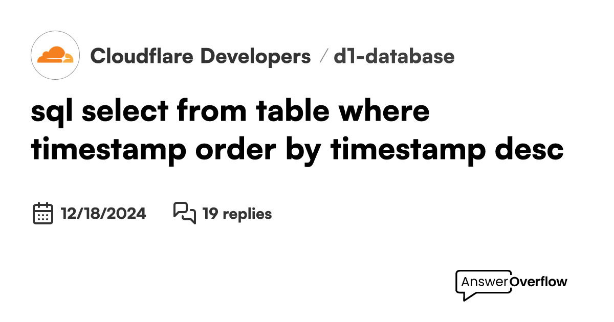 ```sql select * from table where timestamp > ? order by timestamp desc ...