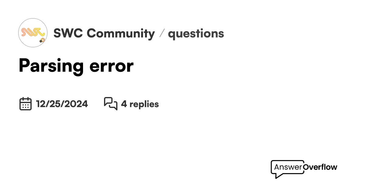 Parsing error - SWC Community