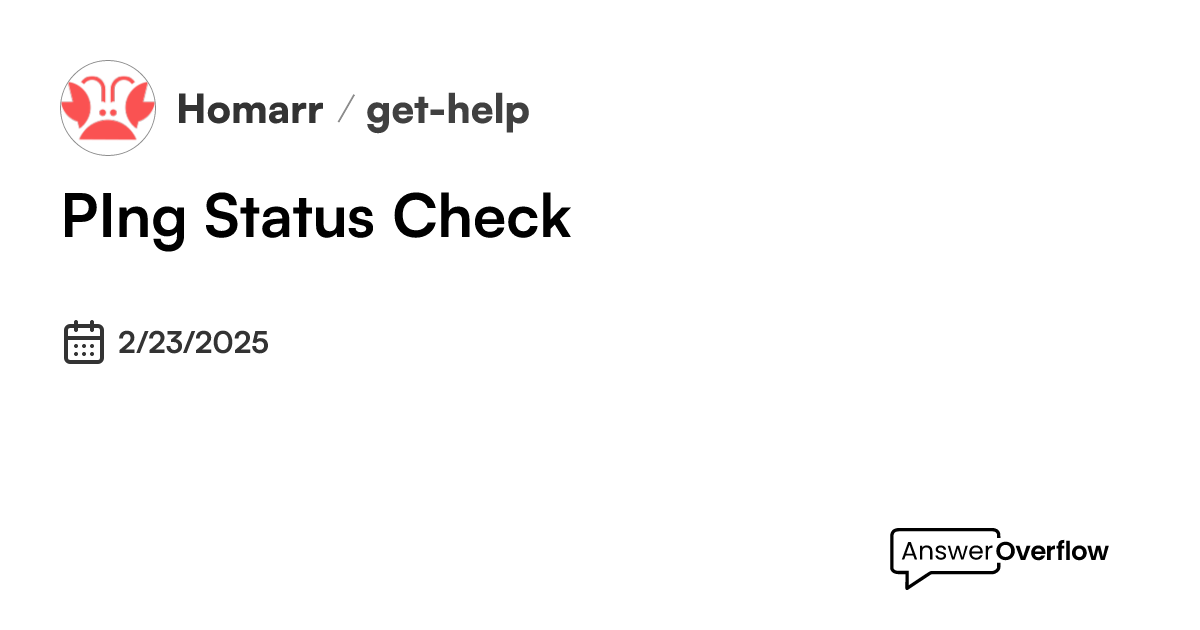 PIng / Status Check - Homarr