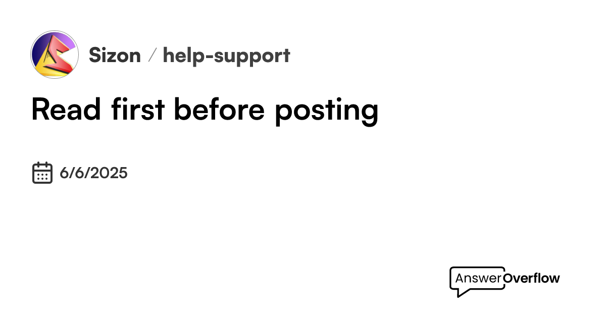 Read first before posting - Sizon