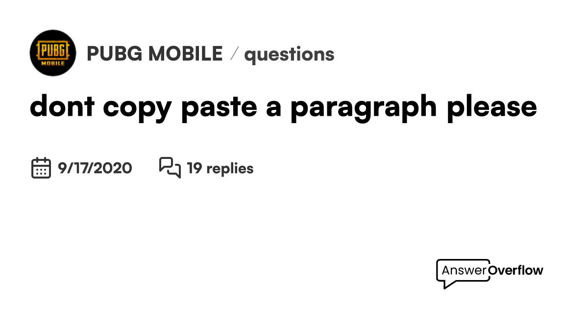 dont copy paste a paragraph please - PUBG MOBILE image.